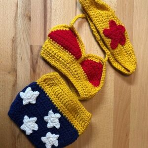 Handmade Crochet Wonder Women Diaper Cover/Photo Op